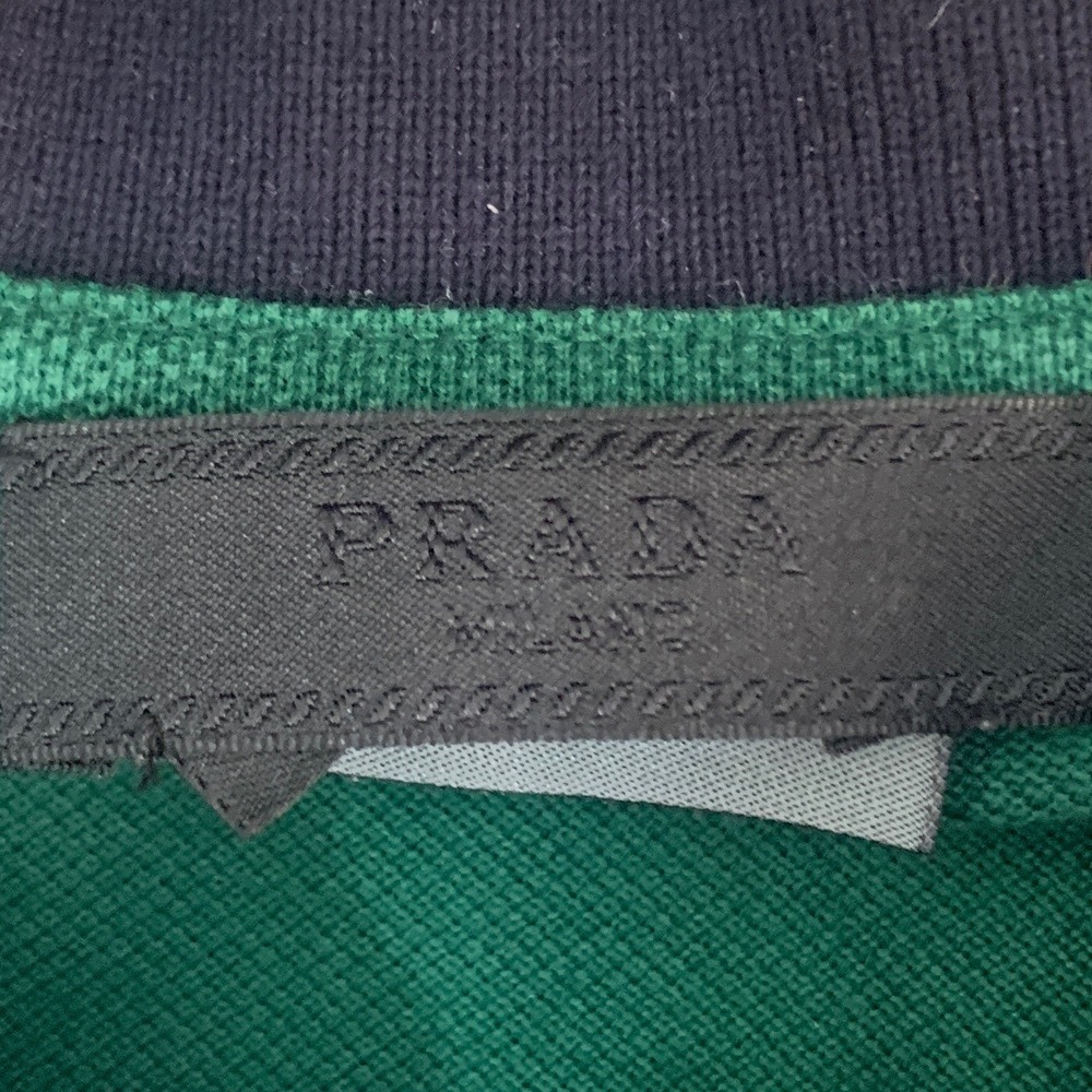 Prada Milano Polo Shirt Mens XXL Green Short Sleeve SJJ888 Contrast Trim Logo - Picture 4 of 8